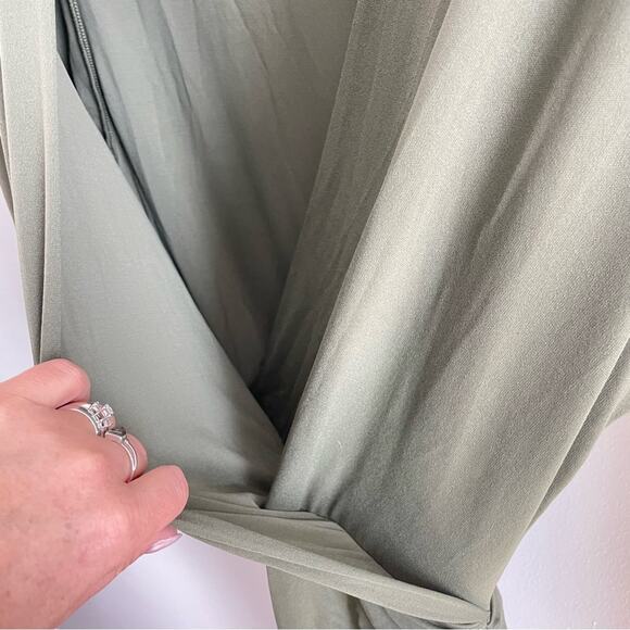 Alexandre Vauthier | Women’s Olive Green Stretch Jersey Gown Maxi Dress Ruched - Picture 5 of 14